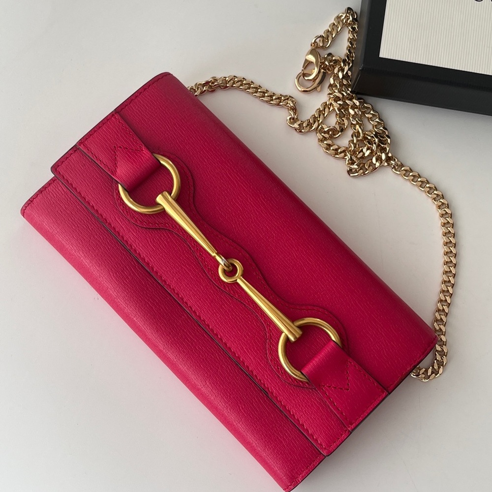 Gucci Leather Continental Wallet With Horsebit in Fuchsia/ Pink - Picture 13 of 15